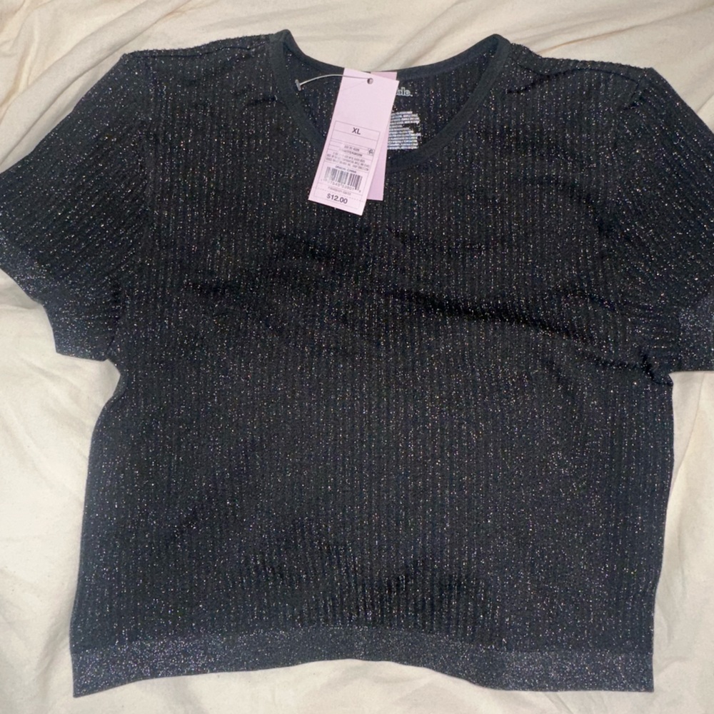 Wild Fable Black Glitter Crop Top